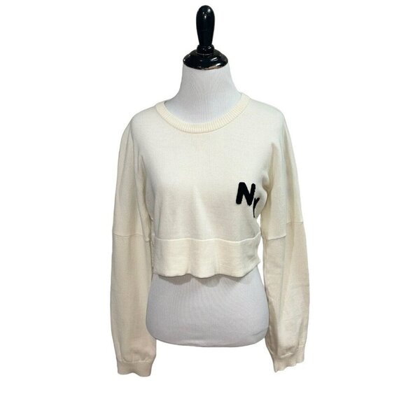 Spirit Jersey Women's L Large Crop Knit Sweater New York Applique Long Sleeves - Picture 4 of 9
